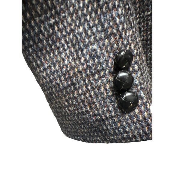 Harris Tweed Vintage 90's Gray Wool Houndstooth Tailored Blazer - Picture 8 of 9